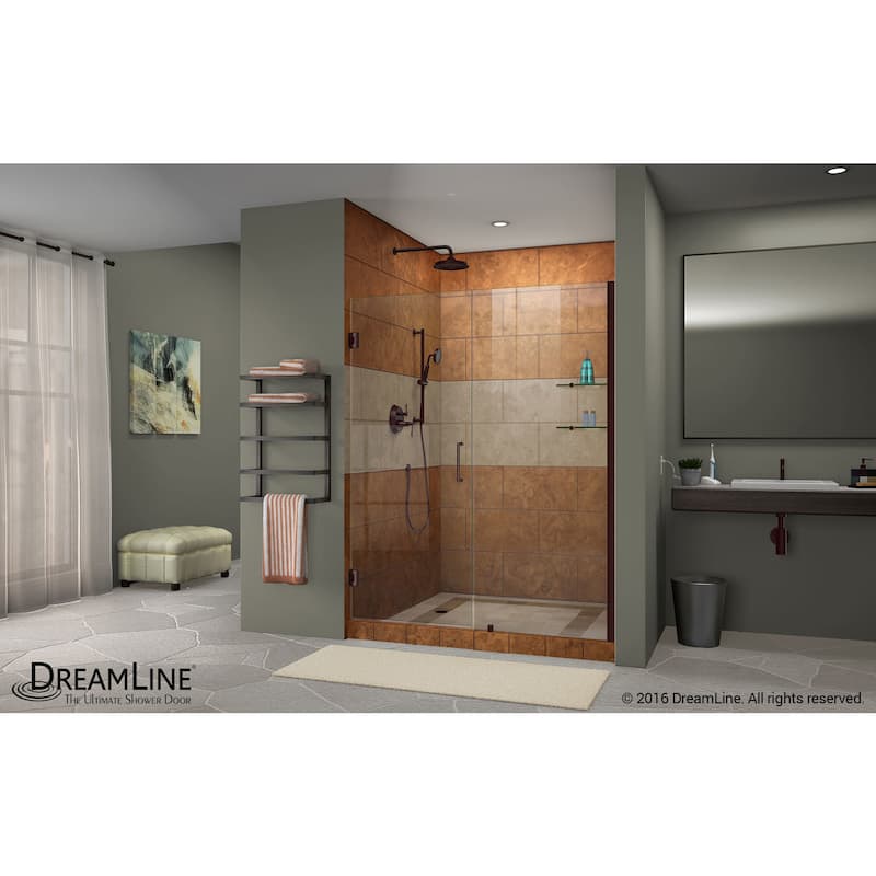 DreamLine Unidoor 47-48 in. W x 72 in. H Frameless Hinged Shower Door with Shelves - 47" - 48" W - 47" - 48" W