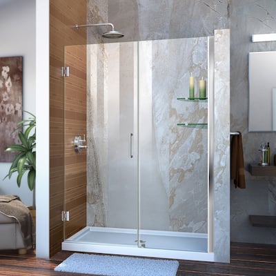 DreamLine Unidoor 47-48 in. W x 72 in. H Frameless Hinged Shower Door with Shelves - 47" - 48" W - 47" - 48" W