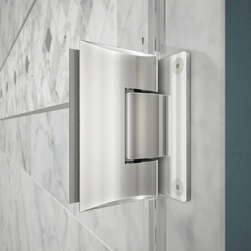 DreamLine Unidoor 39-40 in. W x 72 in. H Frameless Hinged Shower Door with Shelves - 39" - 40" W