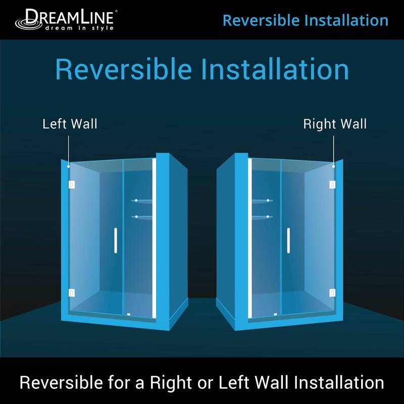 DreamLine Unidoor 39-40 in. W x 72 in. H Frameless Hinged Shower Door with Shelves - 39" - 40" W