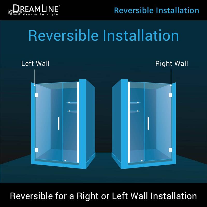 DreamLine Unidoor 41-42 in. W x 72 in. H Frameless Hinged Shower Door with Shelves - 41" - 42" W