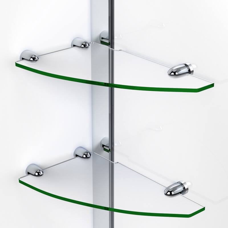 DreamLine Unidoor 41-42 in. W x 72 in. H Frameless Hinged Shower Door with Shelves - 41" - 42" W