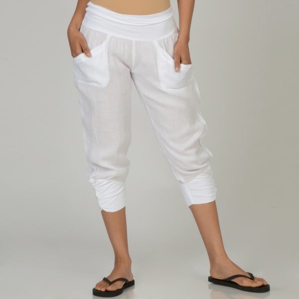 Ladies Linen Capri Pants Factory Sale 