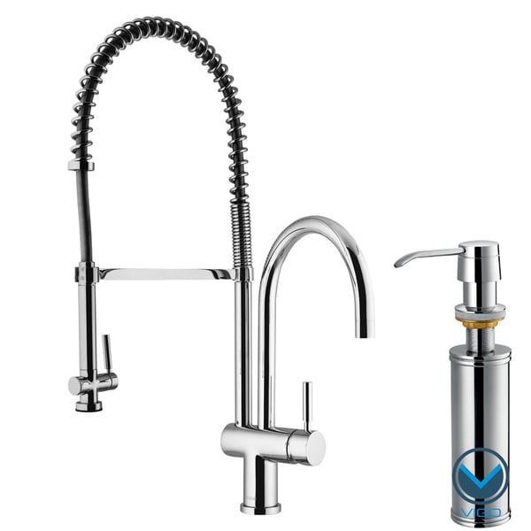 VIGO Chrome Pull Down Spray Kitchen Faucet with Soap Dispenser