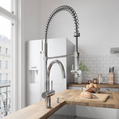 VIGO Dresden Chrome Pull-Down Spray Kitchen Faucet with Soap Dispenser