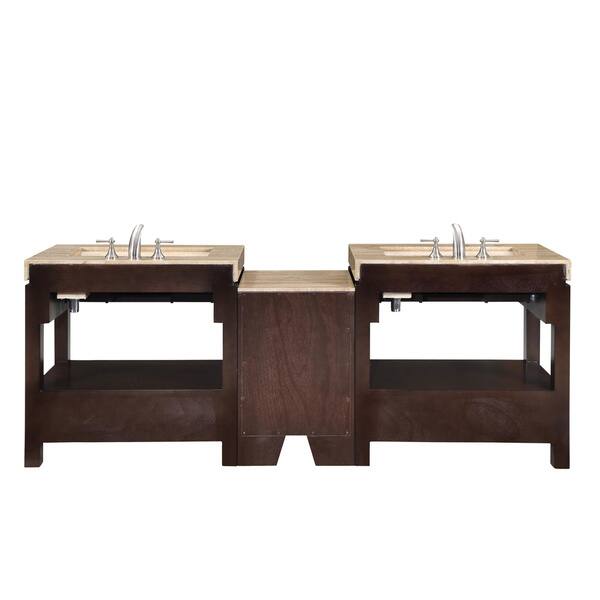 Silkroad Exclusive Travertine Countertop Double Stone Sink Travertine Countertop Double Stone Sink