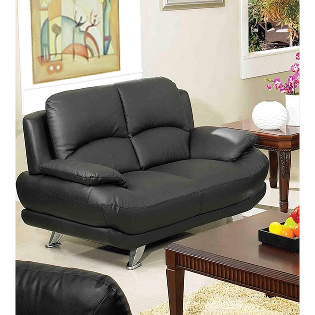 Alice Black Bonded Leather Loveseat