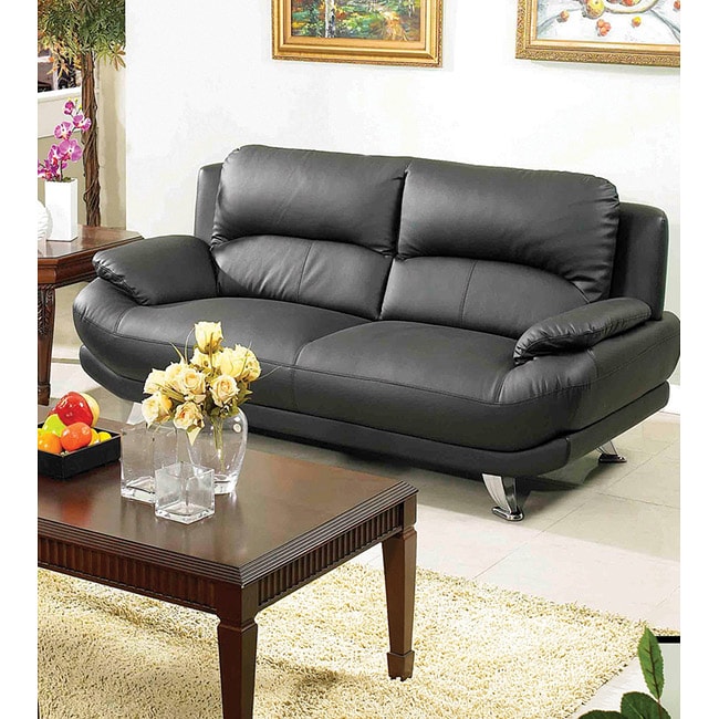 Alice Black Bonded Leather Sofa