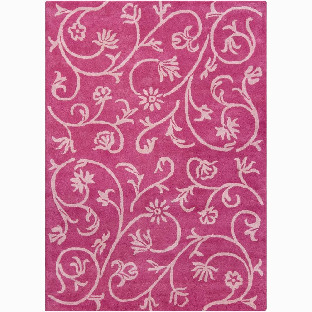 Hand-tufted Bajrang Pink/ Ivory Floral Wool Rug (5' x 7') - 5' x 7'