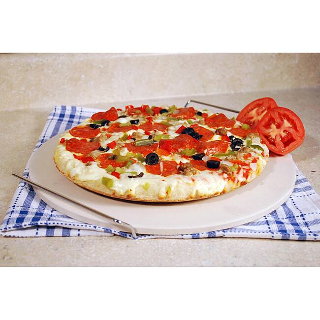 15-inch Ceramic Pizza Stone with Chrome Wire Rack