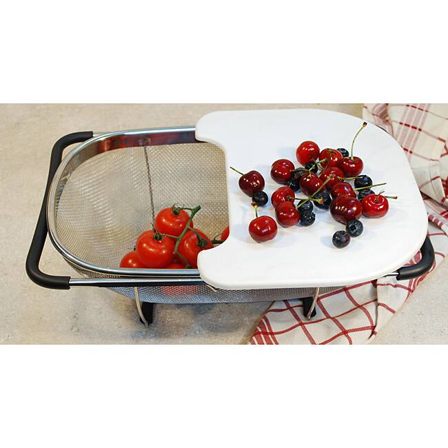Stainless Steel Over-the-sink Strainer With Cutting Board
