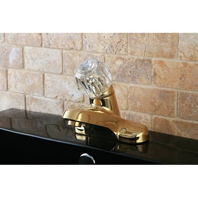 Kingston Brass Polished Brass Single Acrylic Handle Bathroom Faucet