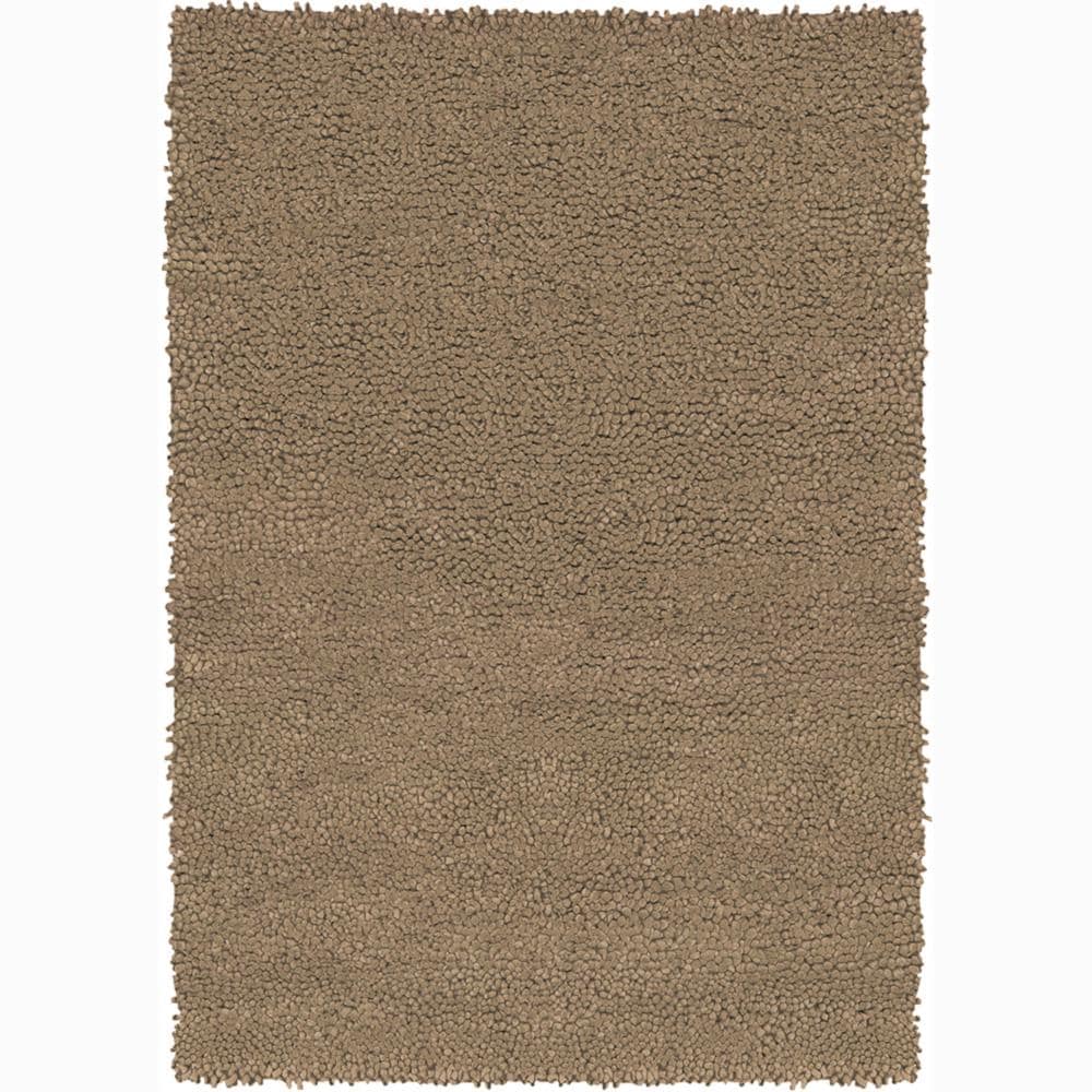 Handwoven Light Brown Mandara New Zealand Wool Shag Rug (26 X 76)