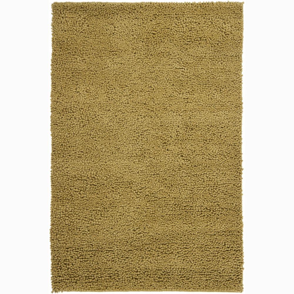 Handwoven Gold Mandara New Zealand Wool Shag Rug (79 X 106)