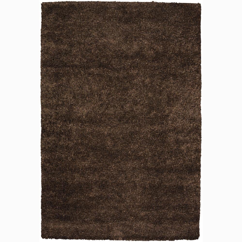 Handwoven Brown Mandara New Zealand Wool Shag Rug (79 X 106)