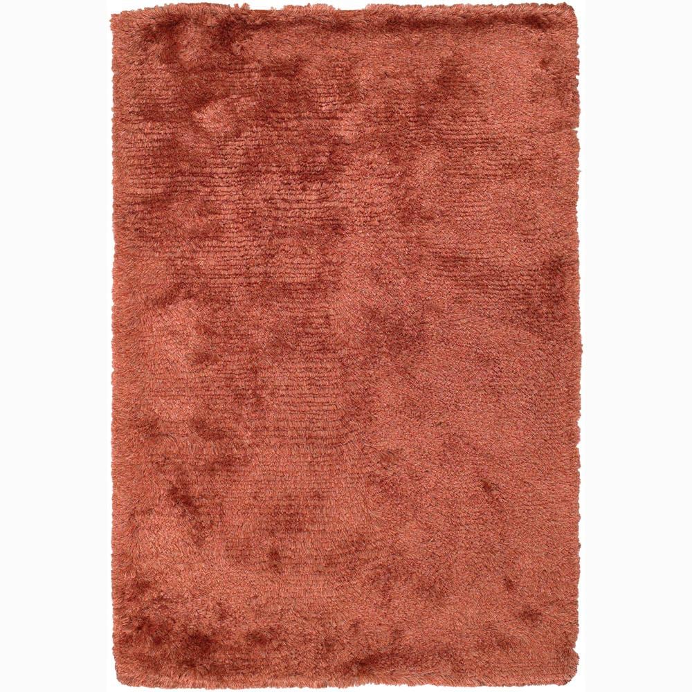 Handwoven Orange/beige Mandara Shag Rug (79 X 106)