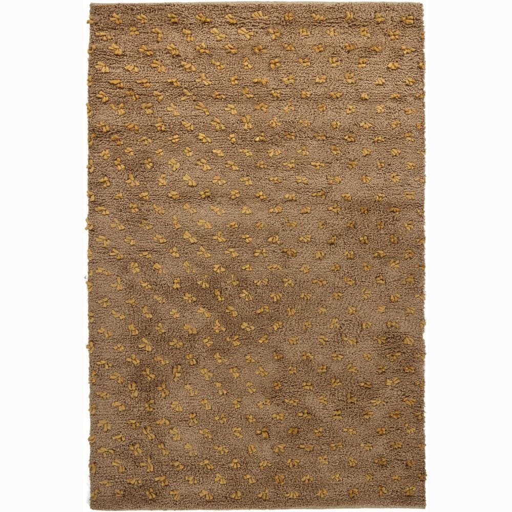 Handwoven Gold/brown Mandara New Zealand Wool Rug (79 Round)