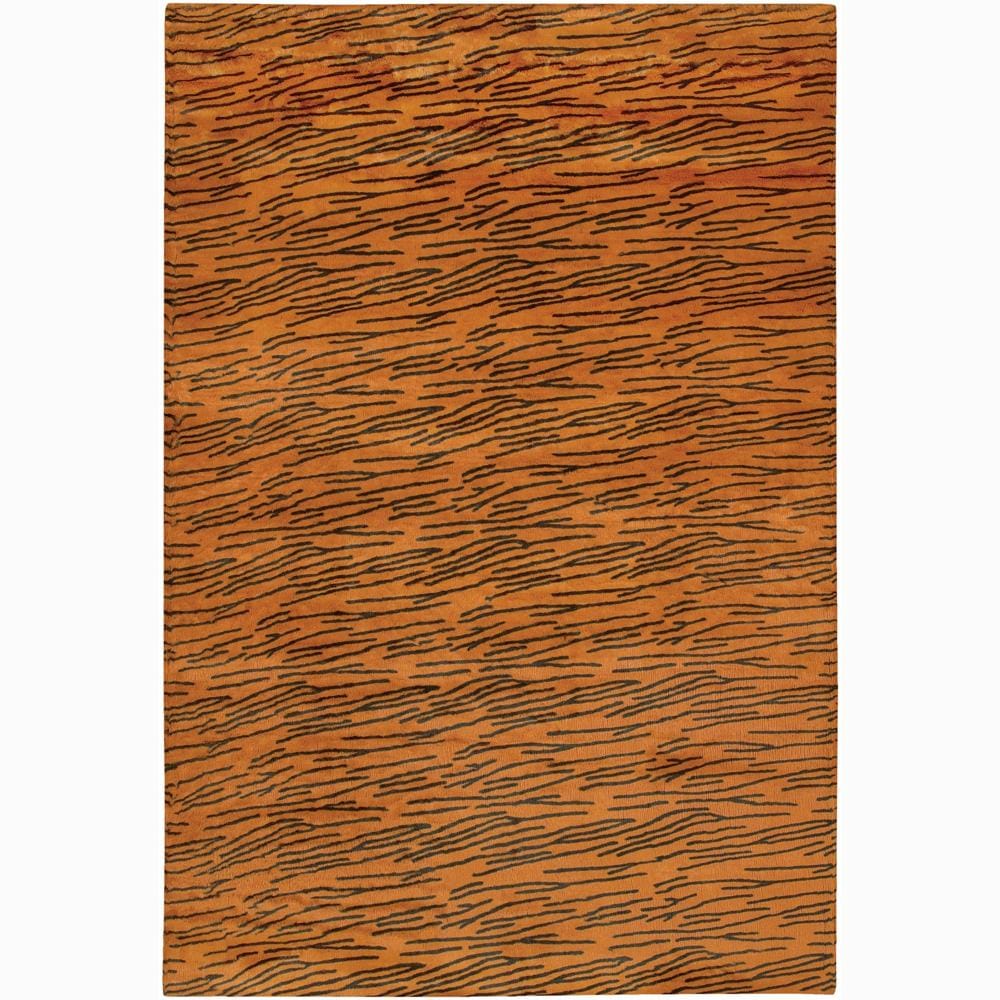 Handwoven Mandara Orange/black Rug (79 Round)