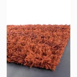 Handwoven Dark Orange Mandara New Zealand Wool Shag Rug (7'9 x 10'6) Mandara 7x9   10x14 Rugs