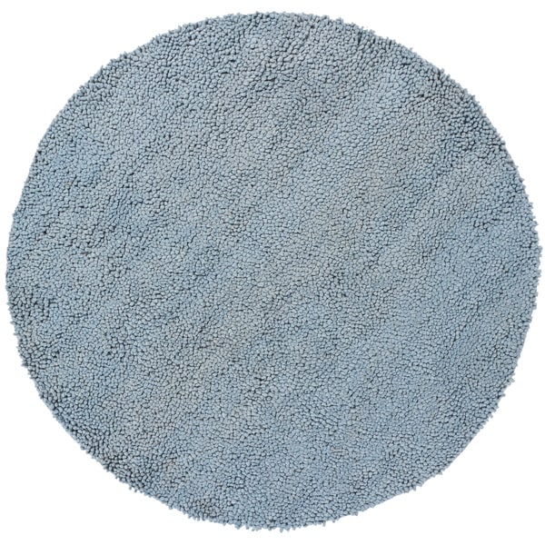 Handwoven Light Blue Mandara New Zealand Wool Shag Rug (79 Round