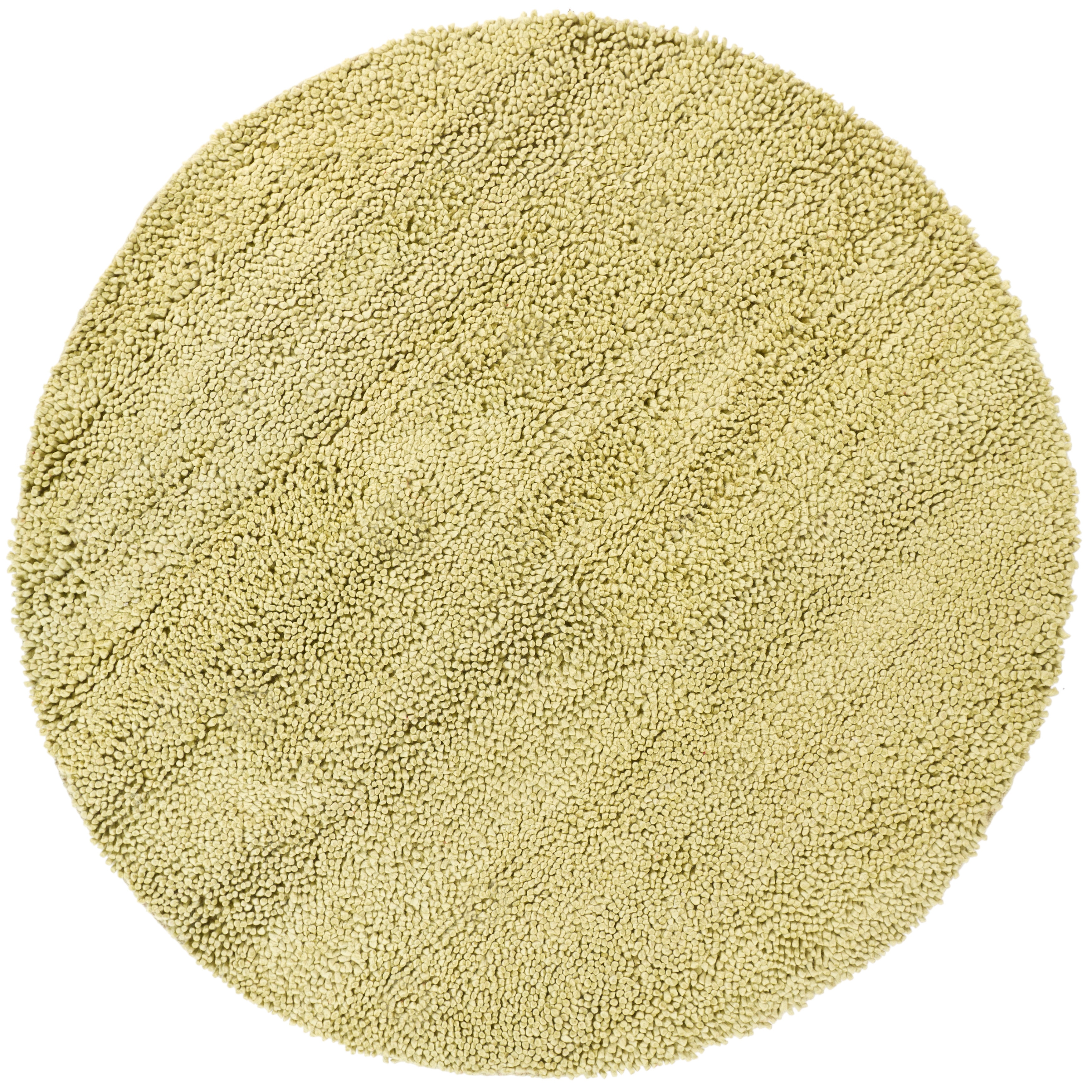 Handwoven Lime green Mandara New Zealand Wool Shag Rug (79 Round)