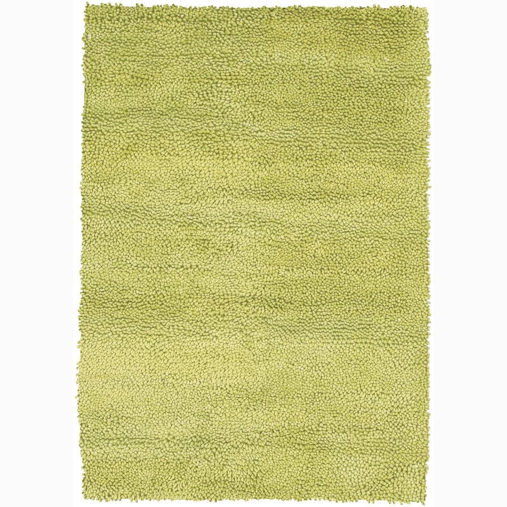 Handwoven Lime green Mandara New Zealand Wool Shag Rug (5 X 76)