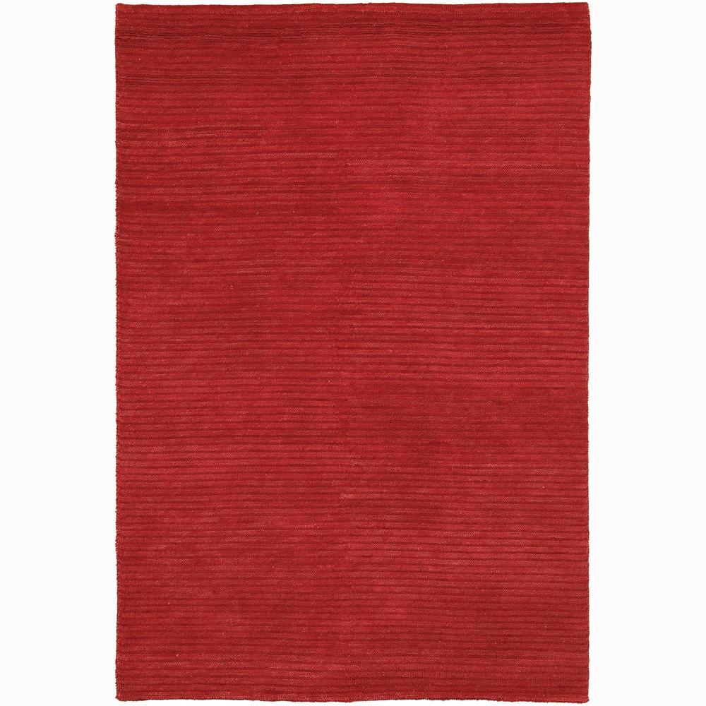 Handwoven Solid Red Mandara New Zealand Wool Shag Rug (79 X 106)