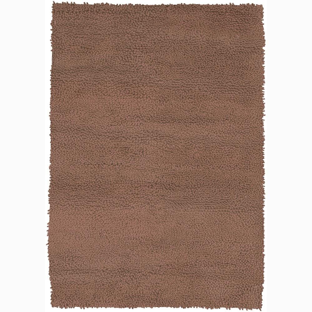 Handwoven Deep Brown Mandara New Zealand Wool Shag Rug (5 X 76)