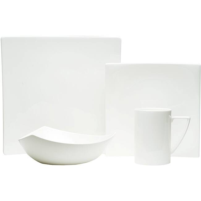 Extreme White Square 4pc. Dinnerware Set