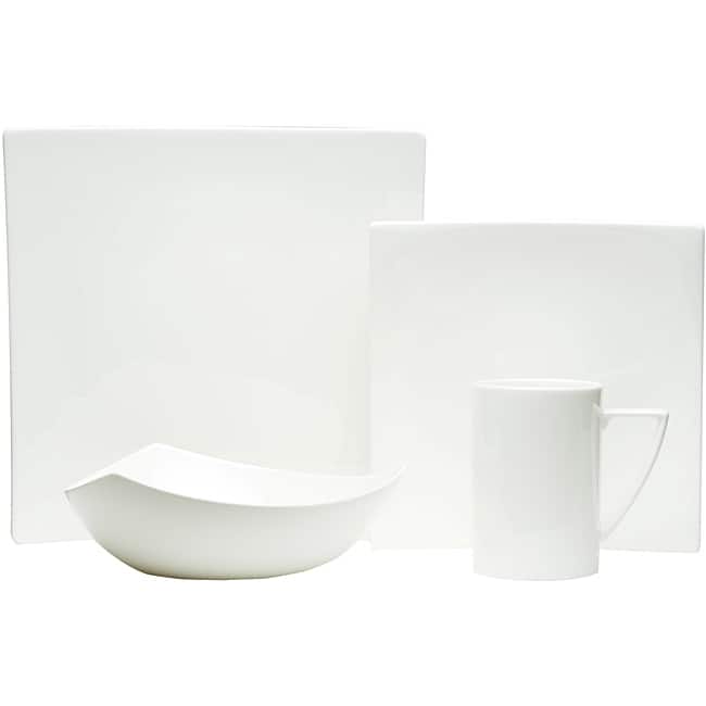 Extreme White Square 4pc. Dinnerware Set