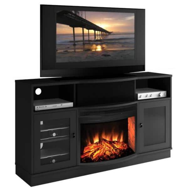 Shop Matte Black Electric Fireplace 25 Inch Tv Stand Free