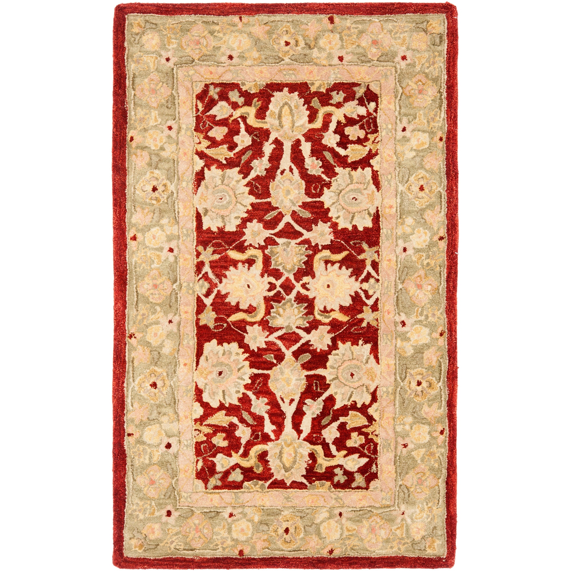 Handmade Ancestry Red/ Green Wool Rug (3 X 5)