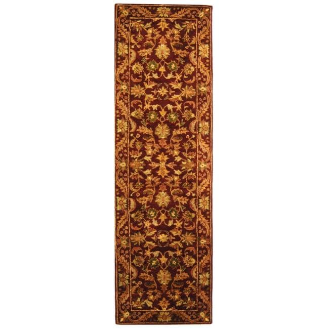 Handmade Exquisite Wine/ Gold Wool Runner (23 X 16)