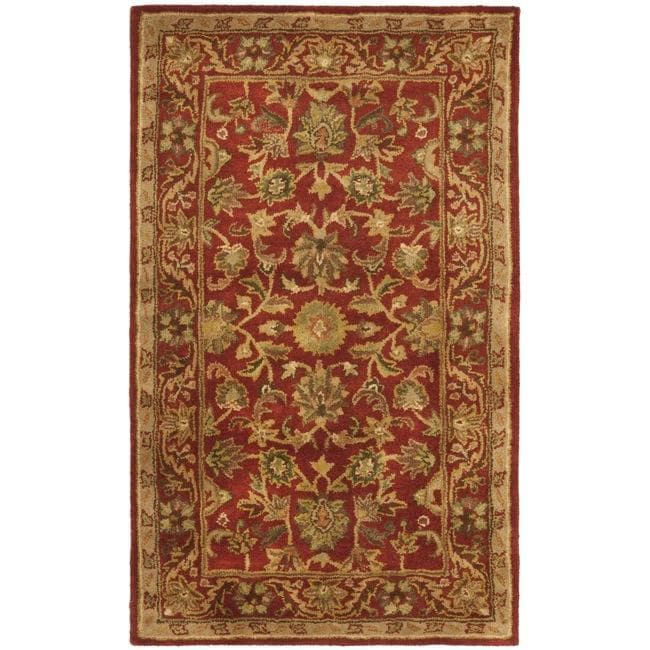 Handmade Heirloom Red Wool Rug (3 X 5)