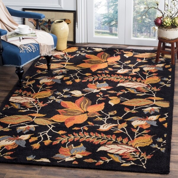 Safavieh Handmade Blossom Botanical Black Wool Rug - 8'9 x 12'