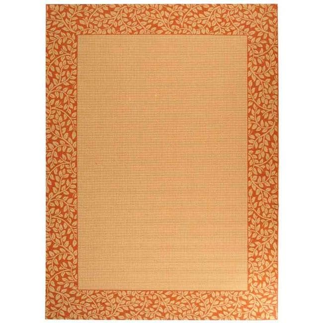 Indoor/ Outdoor Natural/ Terracotta Rug (92 X 117)