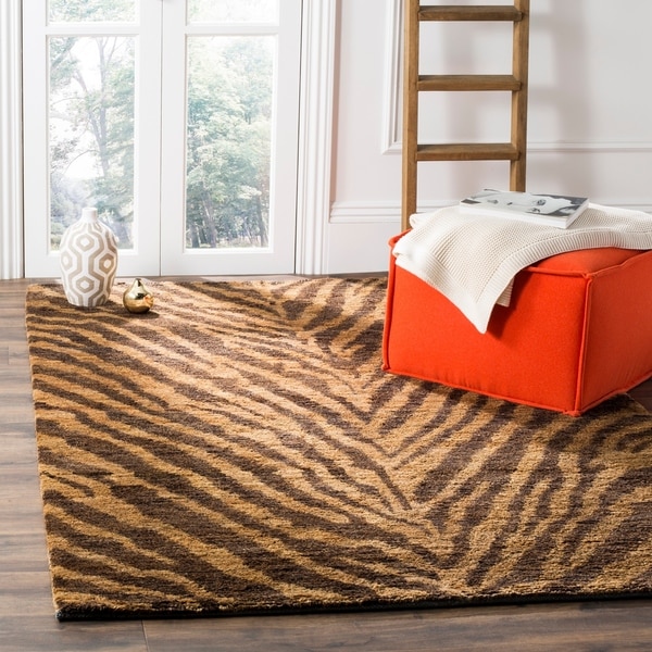 Safavieh Hand-knotted Vegetable Dye Tiger Beige/ Black Rug - 9' x 12'