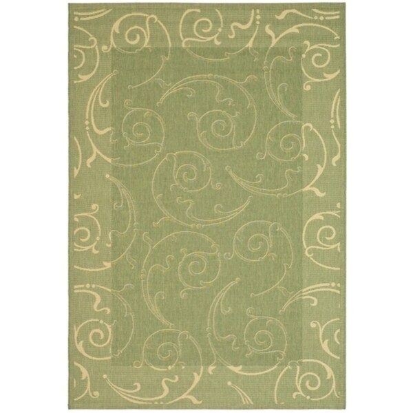 Safavieh Oasis Scrollwork Olive Green/ Natural Indoor/ Outdoor Rug - 9' x 12'