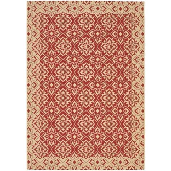 Safavieh Courtyard Elegance Red/ Cream Indoor/ Outdoor Rug (5'3 x 7'7) - 5'3 x 7'7