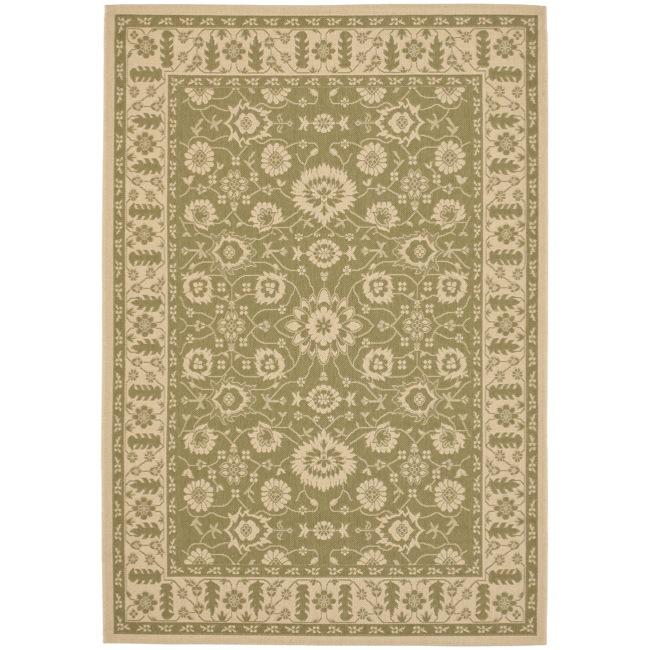 Indoor/outdoor Green/cream Oriental style Rug (53 X 77)