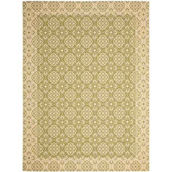 Safavieh Courtyard Elegance Green/ Cream Indoor/ Outdoor Rug - 8' X 11'