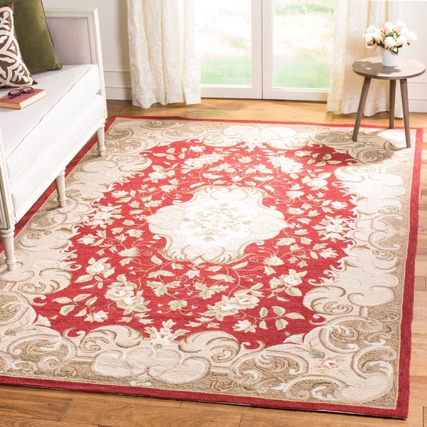 Safavieh Hand-hooked Easy Care Aubusson Rust/ Sage Rug - 4' x 6'