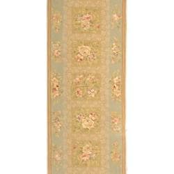 Handmade Bouquet Sand/ Green Wool and Silk Runner (2'6 x 10') Safavieh Runner Rugs