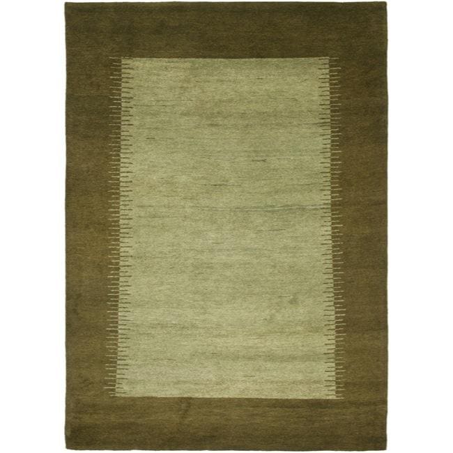 Hand knotted Gabeh Solo Teal Wool Rug (76 X 96)