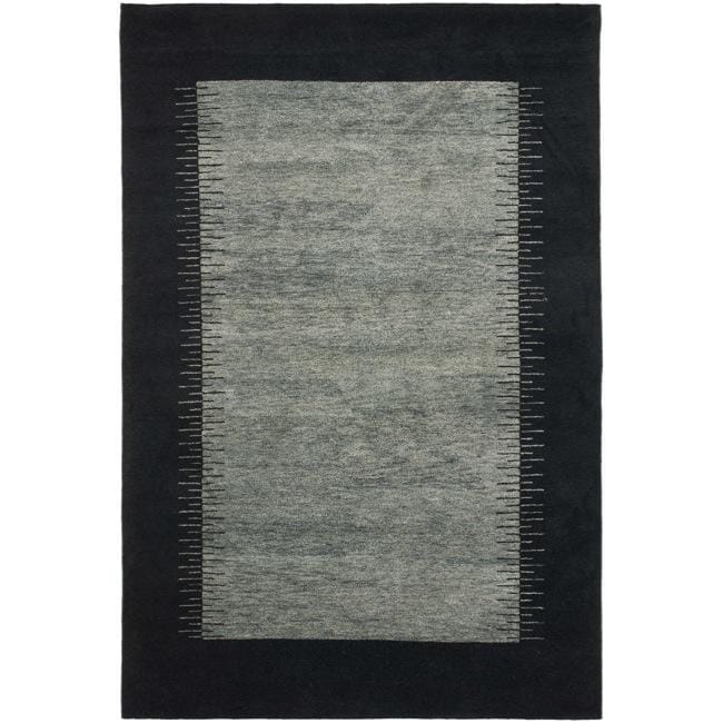 Hand knotted Gabeh Solo Grey/ Black Wool Rug (6 X 8)