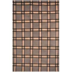 Hand knotted Lexington Plaid Grey Wool Rug (4' x 6') Safavieh 3x5   4x6 Rugs