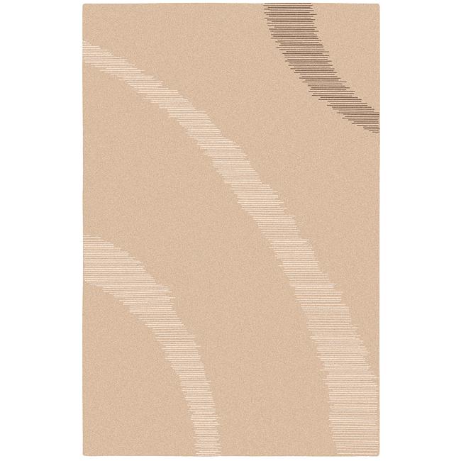 Hand tufted Contemporary Solid Beige Trinity Wool Rug (9 X 13)