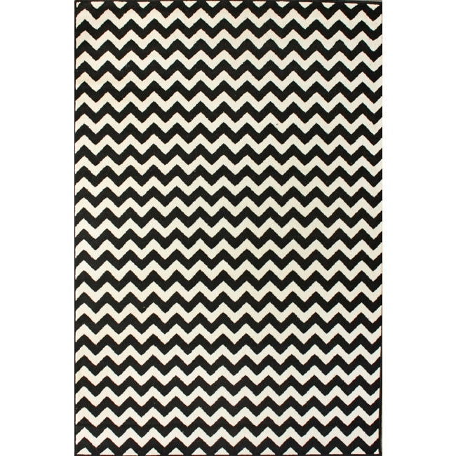 Nuloom Alexa Chevron Vibe Zebra Black/ White Rug (4 X 57)