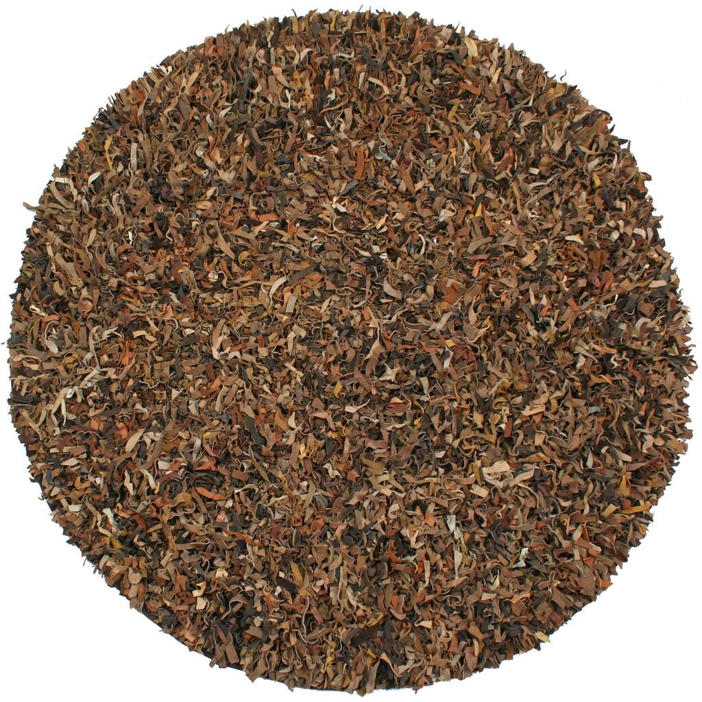 Brown Pelle Leather Shag Rug