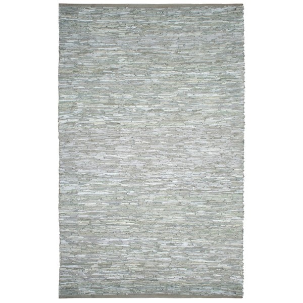 Hand-woven Matador White Leather Rug (9' x 12') - 9' x 12'